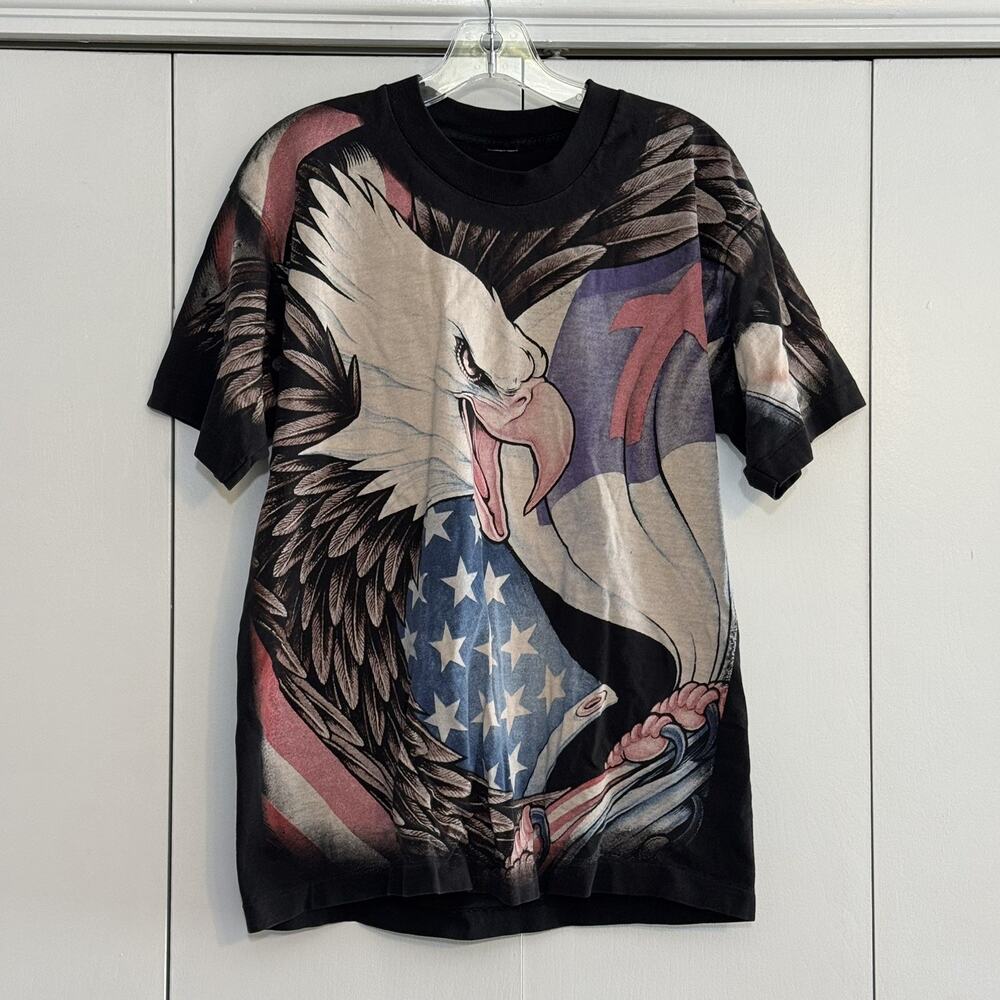 Vintage 90s AOP Jesus Eagle, We Need God In America Again Single Stitch Size Med